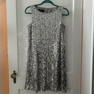 Nine West Silver Sequined Mini Dress, Size 8